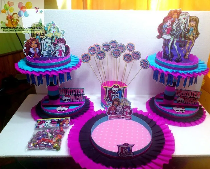 Monster High Chupetero, center piece | Alexia party | Pinterest