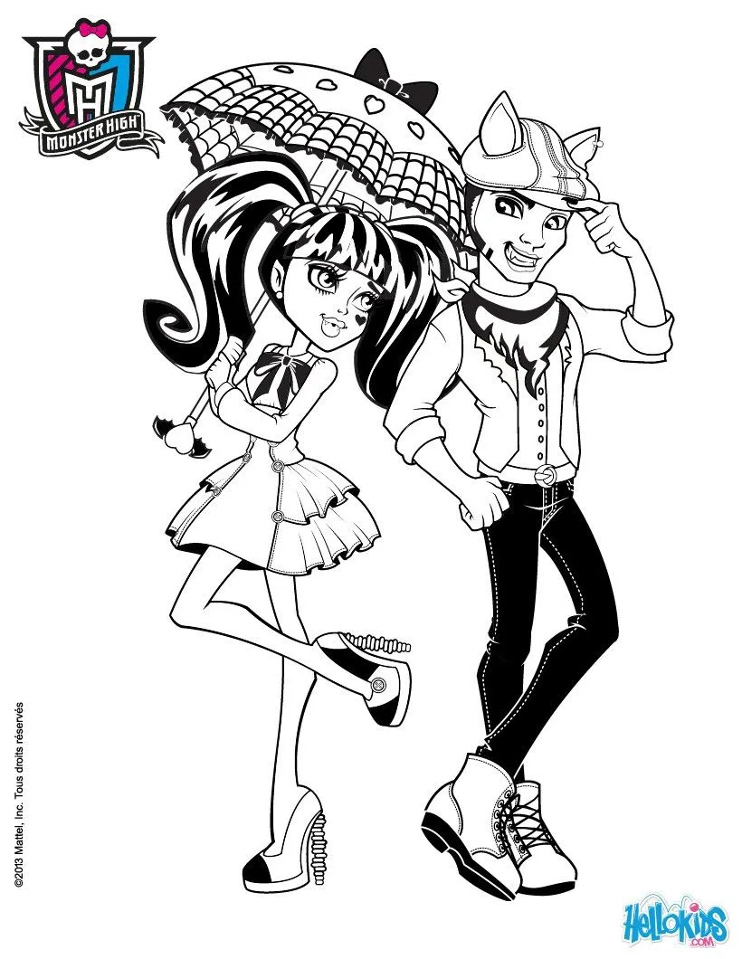 MONSTER HIGH coloring pages - Draculaura and Deuce Grogon