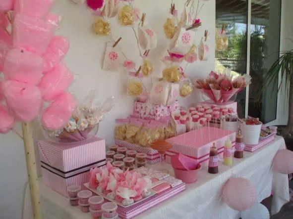 Montaje de mesa de dulces para baby shower | Candy Bars ...