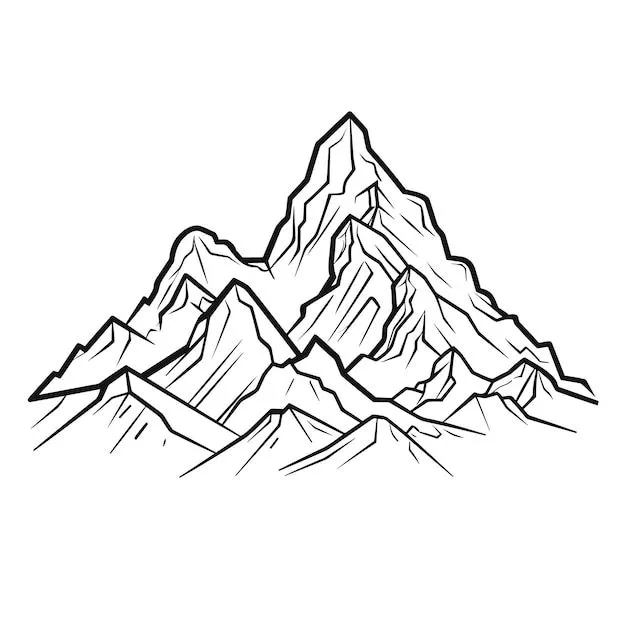 Montañas para colorear para niños | Vector Premium