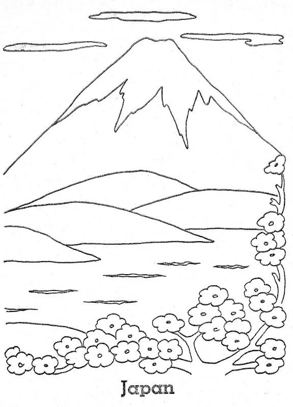 為孩子們的著色頁: Monte Fuji de Japón para colorear