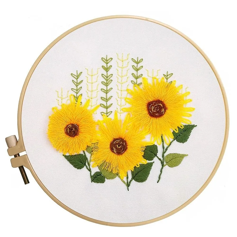 mopulo Kit de bordado para adultos principiantes, kit de punto de cruz con patrón de girasol mopulo Kit de bordado para adultos principiantes, kit de punto de cruz con patrón de girasol