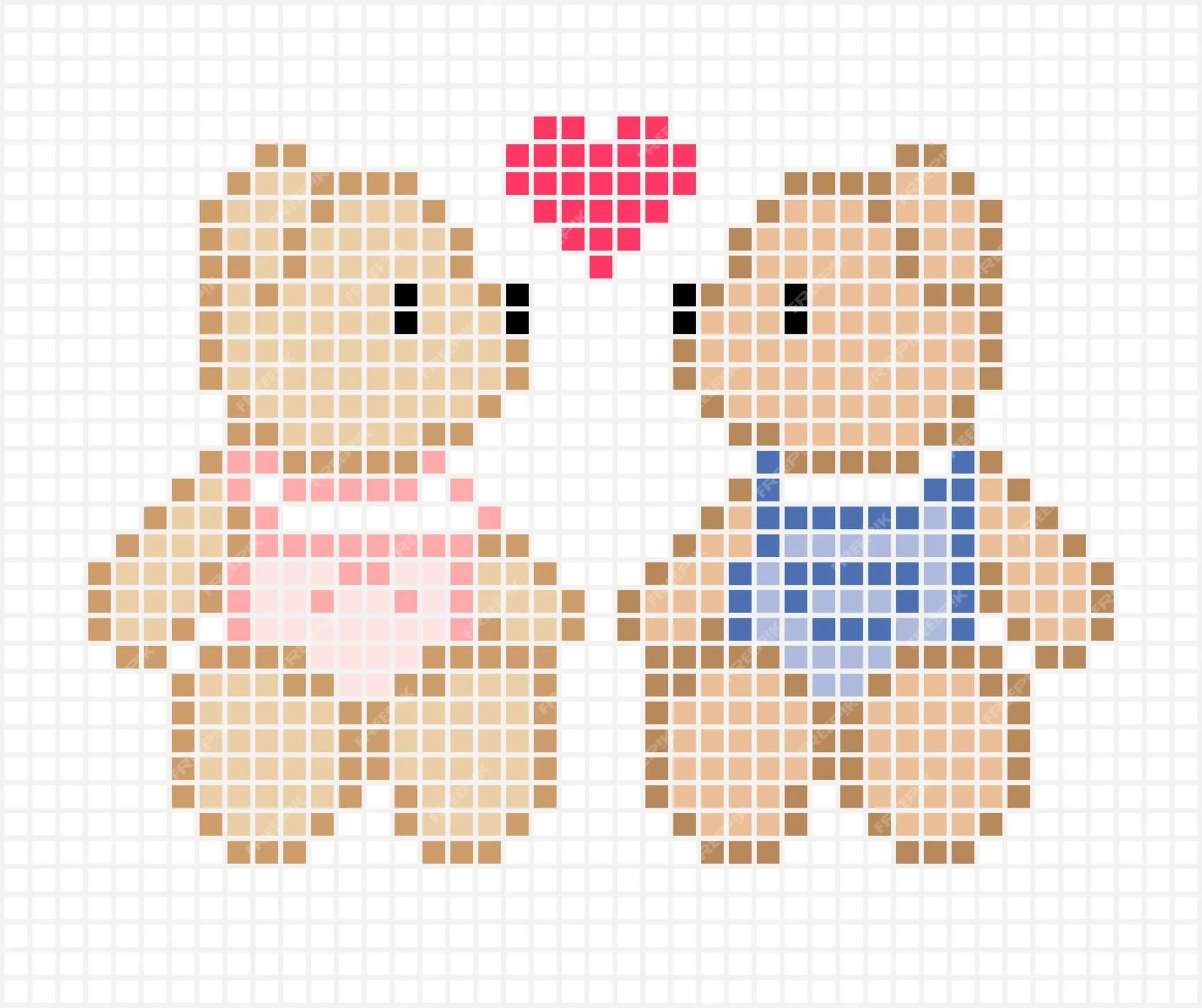 Mosaico animal de oso de pareja de píxeles de 8 bits para patrones de punto  de cruz en ilustraciones vectoriales | Vector Premium