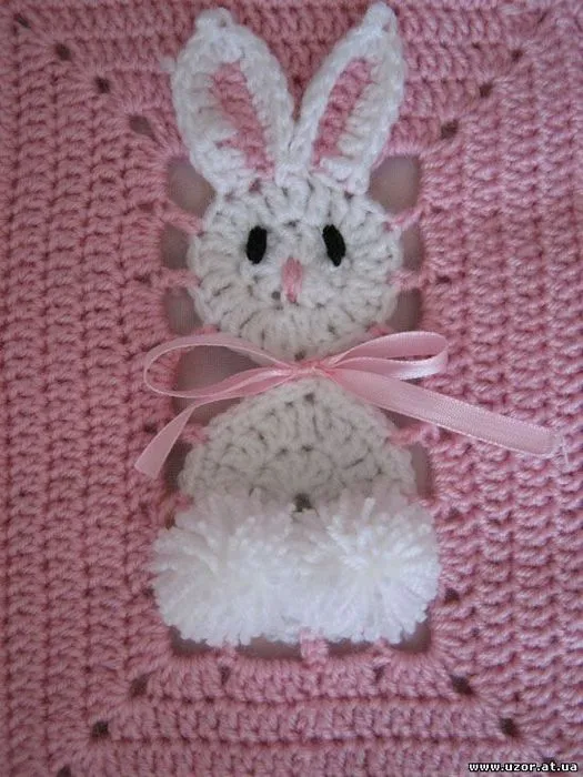 Mantas para bebé a crochet con conejitos - Imagui