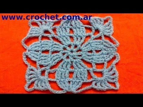 Motivo N° 3 cuadrado granny square en tejido crochet tutorial paso ...