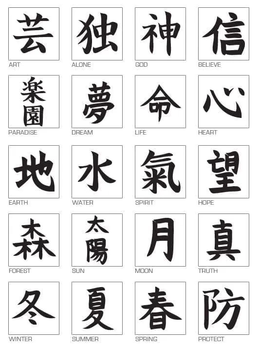 Motivo Oriental Símbolos Kanji - Moon Wall Stickers
