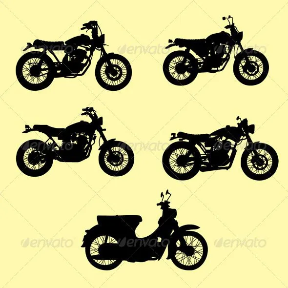 Motorcycle Silhouette Vector Set Man Made Objects Icon - Free Icons