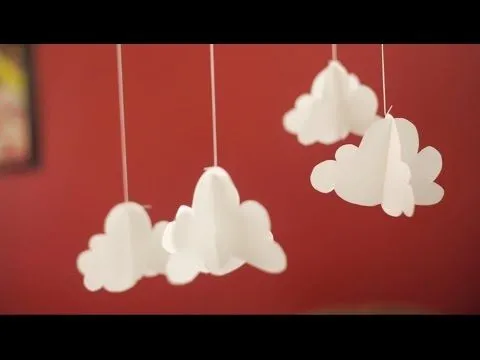 Móvil de nubes en papel - YouTube