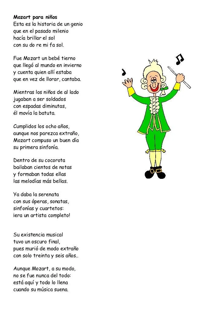Mozart poesía para niños