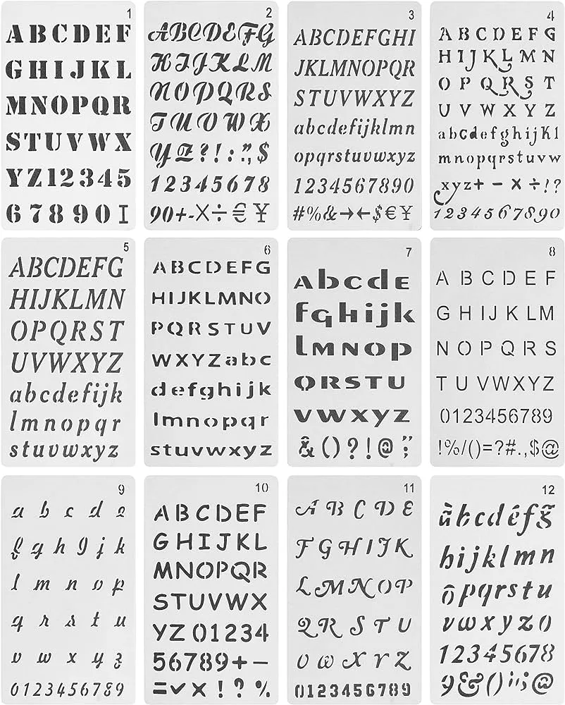 Mr. Pen - Plantillas de letras, paquete de 12, 4 x 7 pulgadas, plantillas del alfabeto, plantillas Mr. Pen - Plantillas de letras, paquete de 12, 4 x 7 pulgadas, plantillas del alfabeto, plantillas