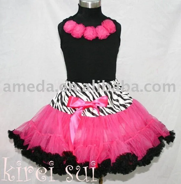 De las muchachas Zebra cintura Hot Pink negro Party Pageant ...