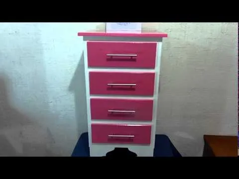 Mueble Para Niña, Cajonera 4 Gavetas color Rosado/Blanco - YouTube