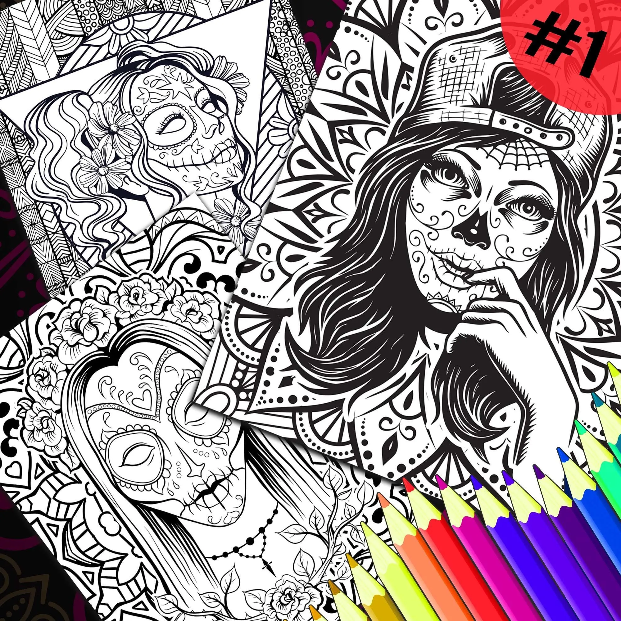 Día De Los Muertos Adulto Dibujos para Colorear 3 Pack 1 - Etsy México