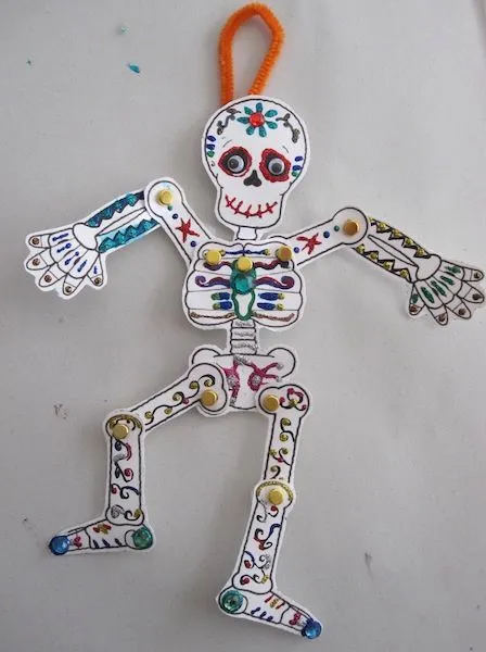 Día de los muertos esqueletos colorear, recortar, armar - Colorear dibujos  infantiles