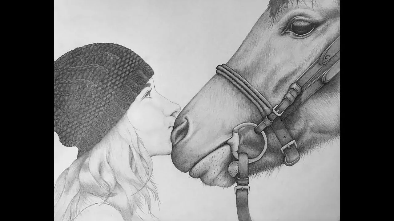Mujer besando un Caballo (Dibujo a lapiz) - YouTube Mujer besando un Caballo (Dibujo a lapiz) - YouTube