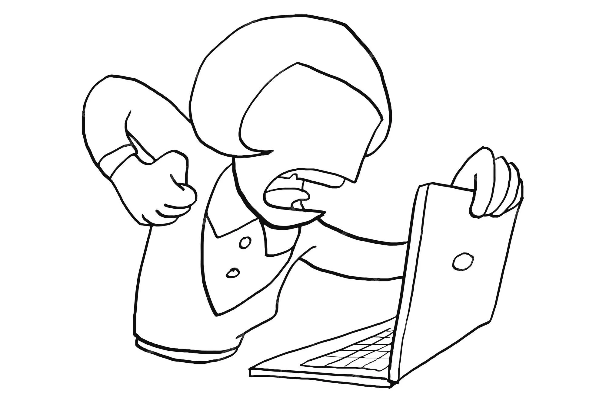 Mujer de negocios grita y trata de golpear la computadora portátil concepto  de estrés en el trabajo ilustración de vector de dibujos animados | Vector  Premium