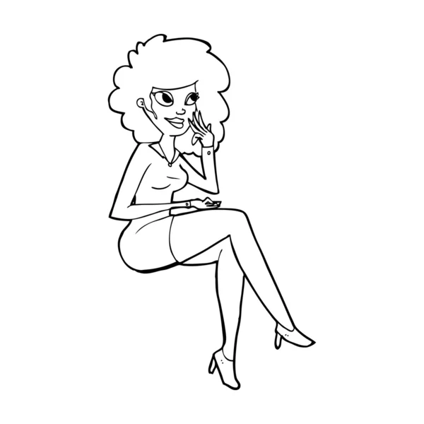 Mujer de la oficina de dibujos animados sentada — Vector stock ...