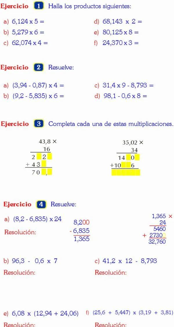 MULTIPLICACIÓN DE NÚMEROS DECIMALES EJERCICIOS RESUELTOS | Decimal, Numeros  decimales, Multiplicación de decimales