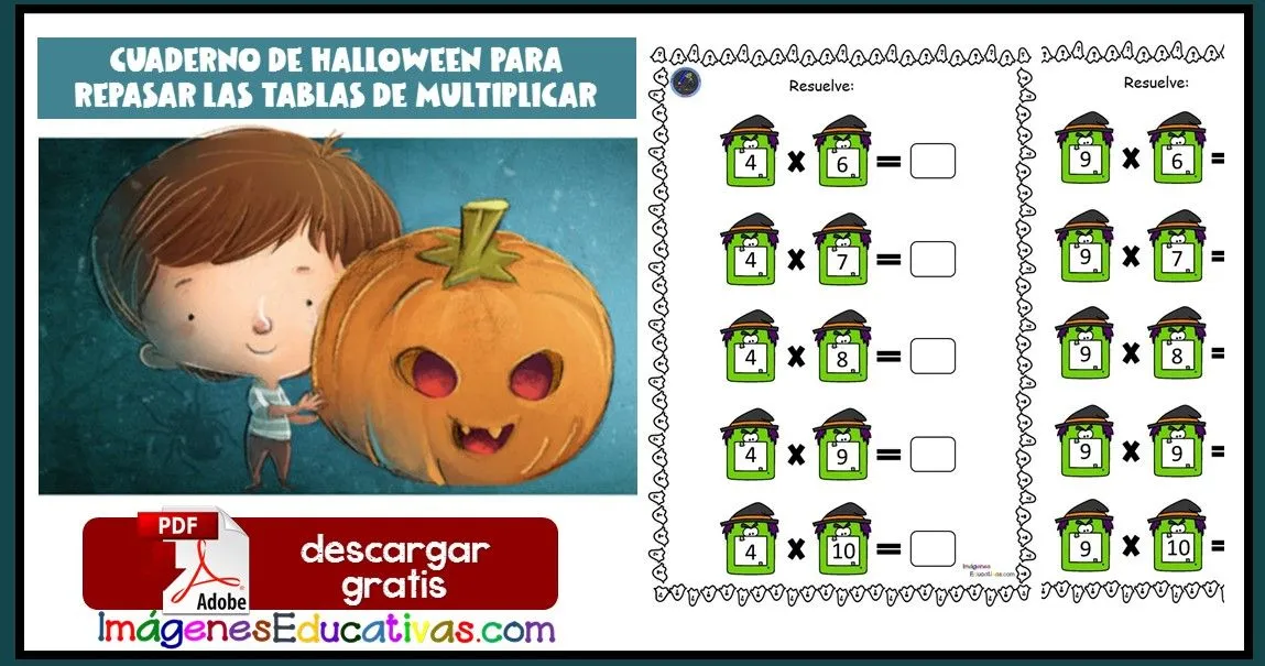 Multiplicaciones de Halloween para repasar las tablas de multiplicar –  Imagenes Educativas