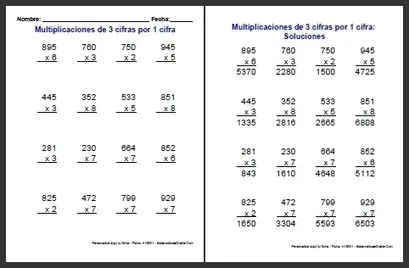 Multiplicaciones para imprimir 6° primaria - Imagui