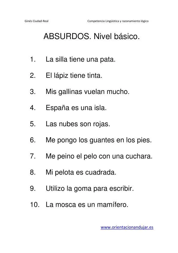 30 Nuevos absurdos en Frases para Primaria Nivel Inicial ...