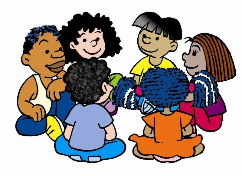 Circulo de niños sentados para colorear - Imagui