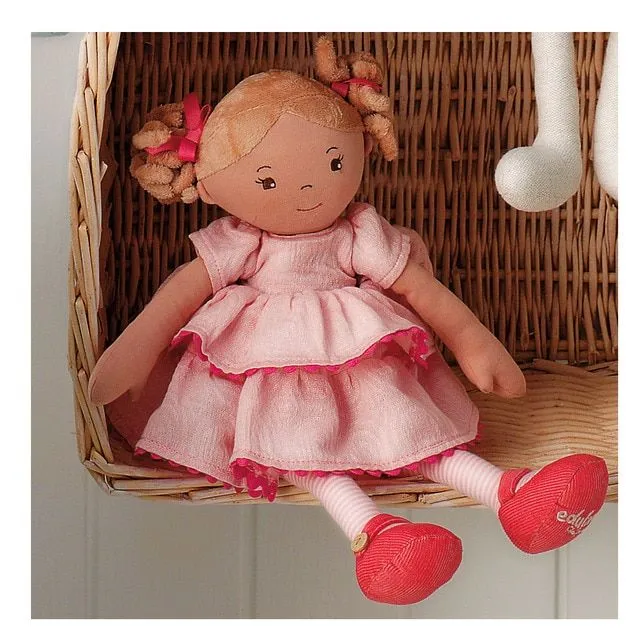 Muñeca de trapo rubia con vestido rosa Eduland Baby · Juguetes ...