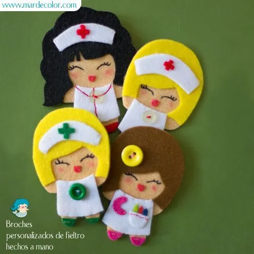 muñecas de fieltro enfermeras, farmaceutica y maestra de infantil ...