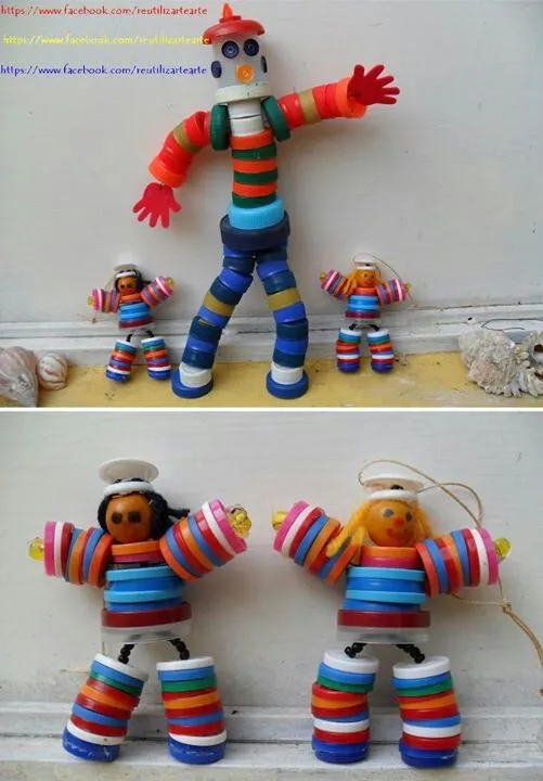 muñecas hechas con tapones de botella, juego y reciclaje, nos ...