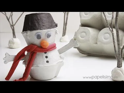 Muñeco de nieve con caja de huevos - YouTube