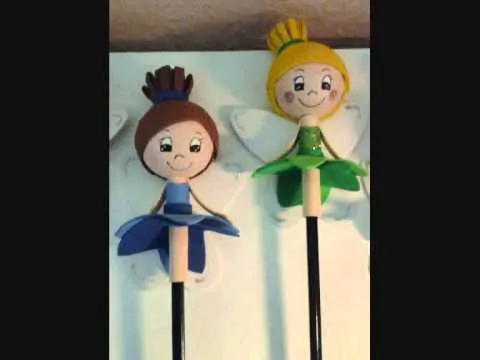 Muñecos de goma eva en lapices - YouTube