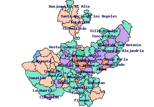 Mapa jalisco municipios con nombres - Imagui