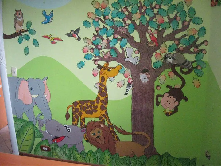 Mural de Animales de la Selva, fondo pintado aplicaciones en ...