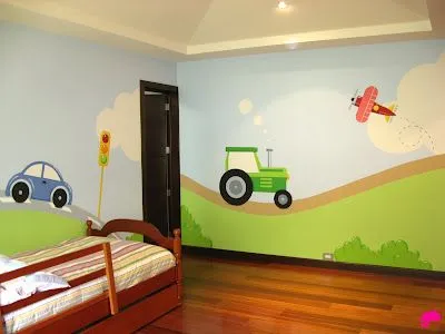 Murales en Dormitorios: Dormitorio de Aviones y Carritos