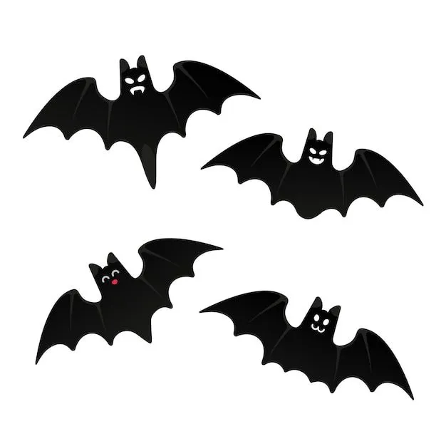 Murciélagos voladores de halloween con ilustración de vector de diseño de  estilo plano de cara de miedo | Vector Premium