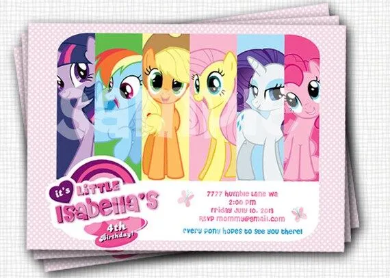 Tarjetas de invitación para imprimir de My Little Pony - Imagui