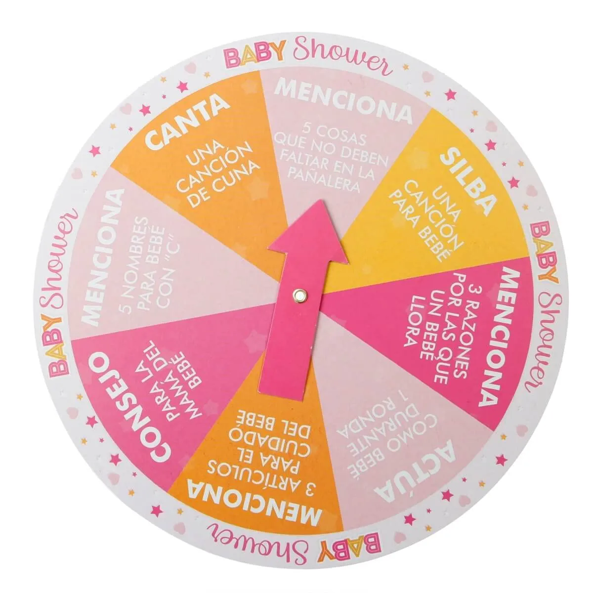 Mylin Juego Para Baby Shower - La Ruleta Actividades Divertidas. Tamaño:  23cm Diámetro. Color Rosa : Amazon.com.mx: Juguetes y Juegos