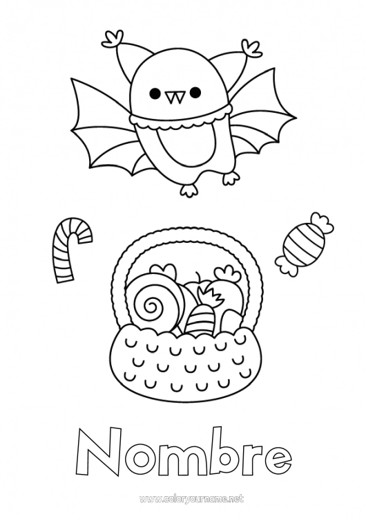 Nº de colorear 218 - Murciélago Caramelos Halloween Nº de colorear 218 - Murciélago Caramelos Halloween