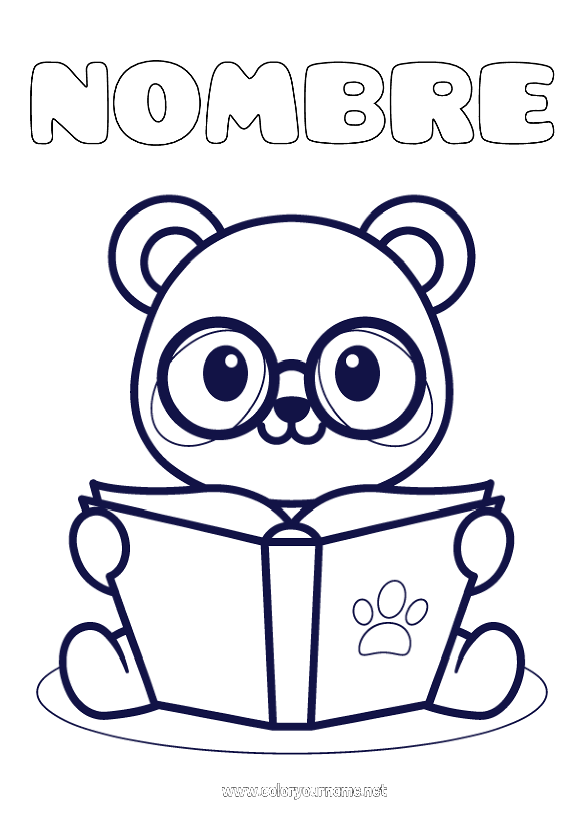 Nº de colorear 2549 - Kawaii Panda Dibujos fáciles para colorear