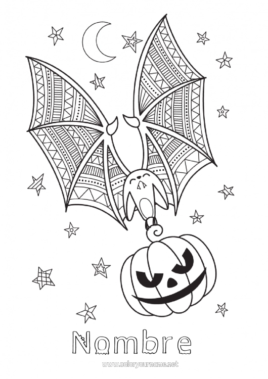 Nº de colorear 60 - Murciélago Calabaza Halloween