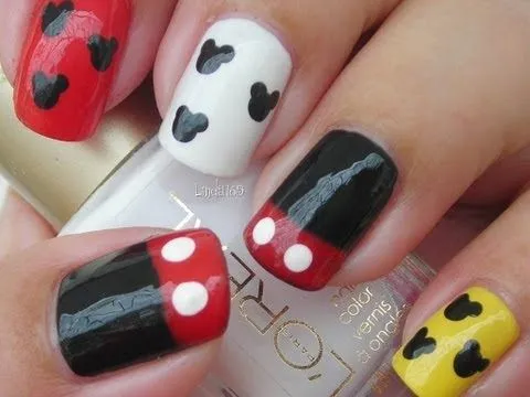 Nail Art - Mickey Mouse Nails - Decoracion de Uñas - YouTube