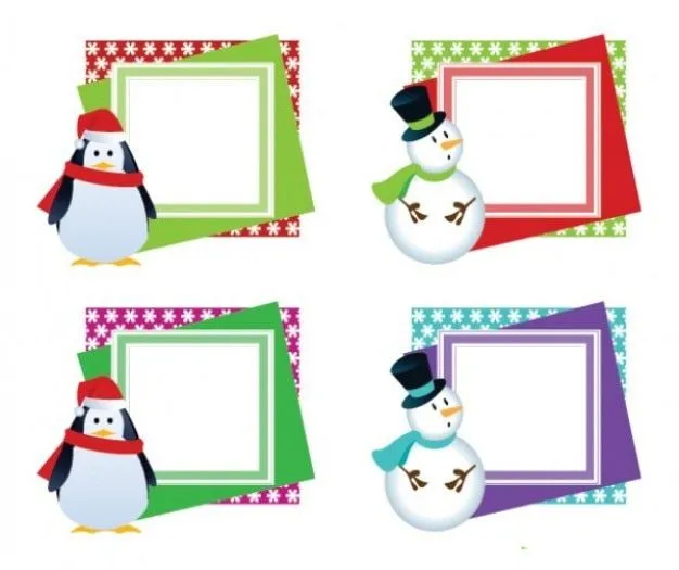 Navidad marcos de fotos con un muñeco de nieve en diferentes ...