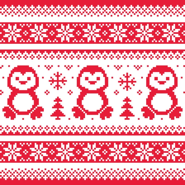 Navidad, patrón punto invierno con pingüinos - estilo escandinavo ...