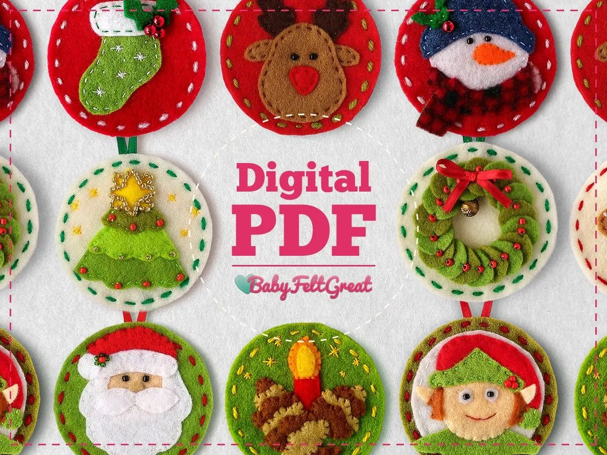 Navidad Patrones PDF DIY adornos fieltro Set rojo completo - Etsy México