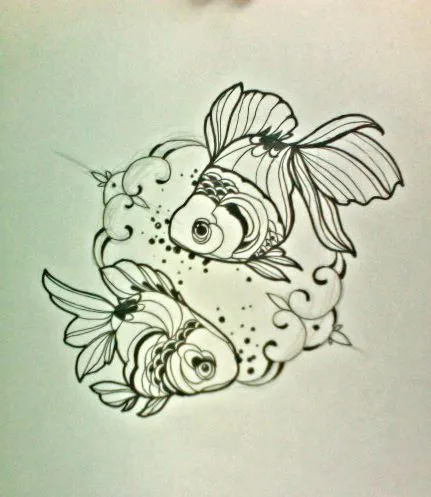 a neat line art goldfish tattoo design | MY TATOO IDEAS | Pinterest