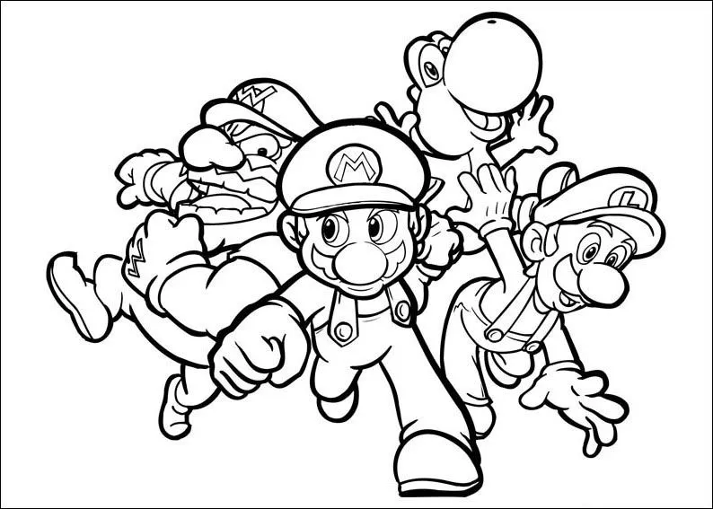 New super Mario Bros para colorear mario con yoshi - Imagui