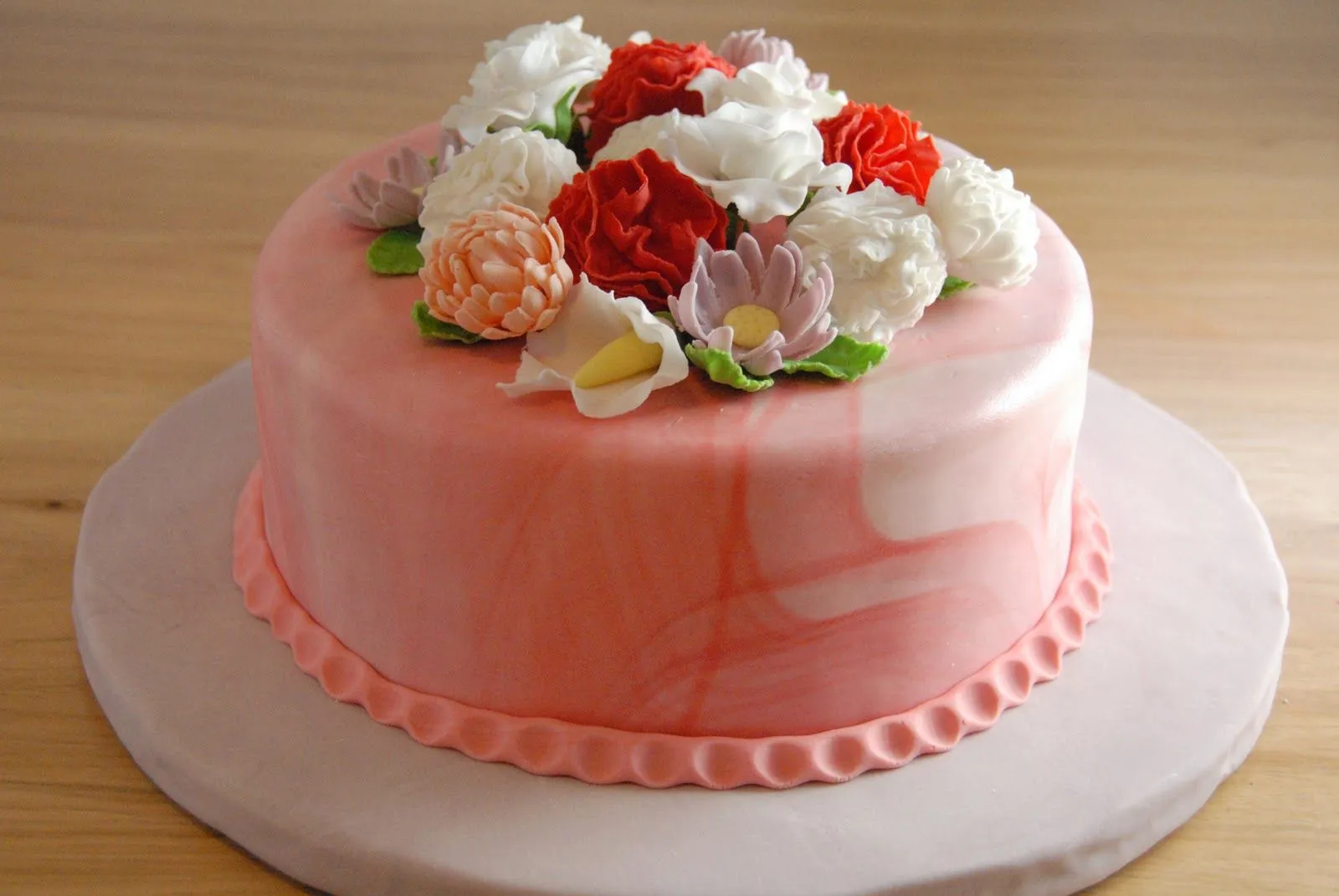 Night Baking: 3rd blogiversary fondant flower garden cake Night Baking: 3rd blogiversary fondant flower garden cake