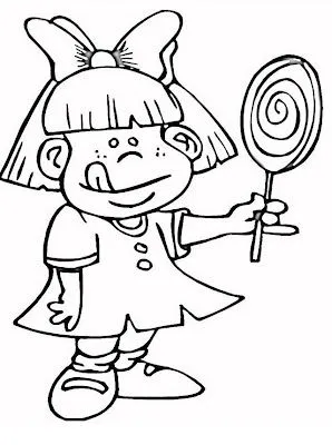 Niña comiendo paleta Chilindrina para colorear ~ 4 Dibujo Niña comiendo paleta Chilindrina para colorear ~ 4 Dibujo