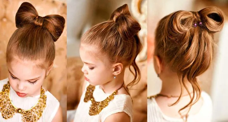 niña elegante peinado lazo | Peinados para tu niña | Pinterest