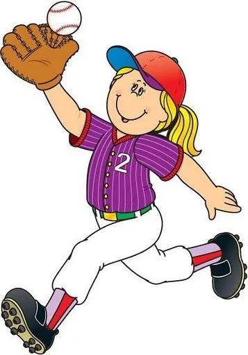 Niña jugando al beisbol Dibujos de niños haciendo deporte
